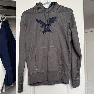 American Eagle Outfitters Charcoal Gray Pullover Hoodie with Navy Eagle